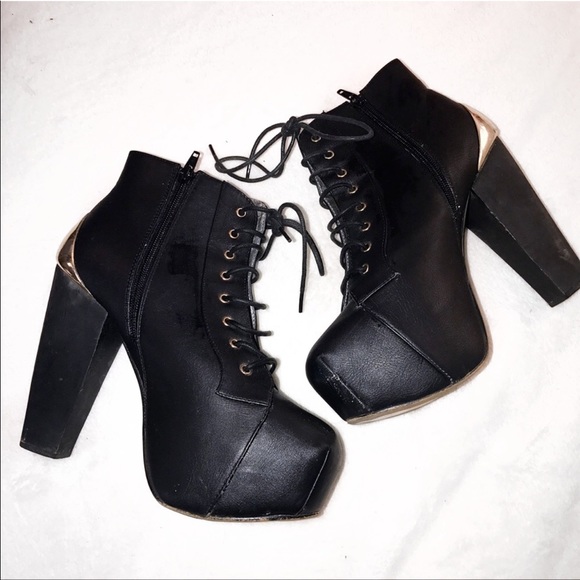 Truffle Shoes - Black and Gold platform Booties! 😍